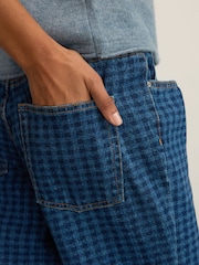 Blue Gingham Straight Leg 100% Cotton Jeans - Image 6 of 9
