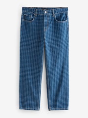 Blue Gingham Straight Leg 100% Cotton Jeans - Image 7 of 9