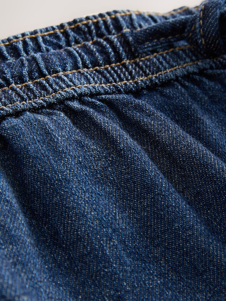 Dark Blue Pull-On Elasticated Denim Shorts - Image 2 of 3