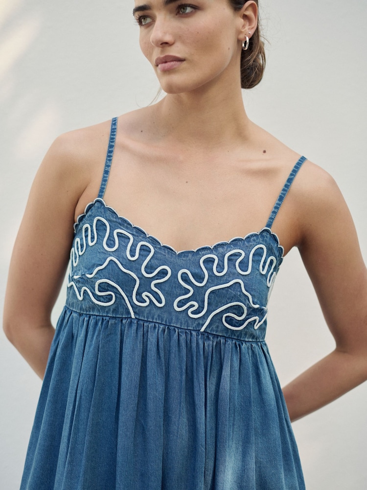 Buy Blue Cornelli Strappy Lightweight Denim Maxi Dress from Next USA