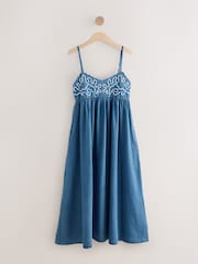 Blue Cornelli Strappy Lightweight Denim Maxi Dress - Image 5 of 7