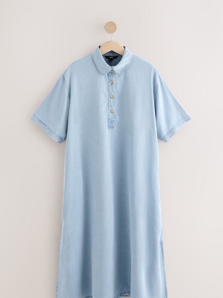 Mid Blue Lightweight TENCEL™ Denim Maxi Dress - Image 1 of 3