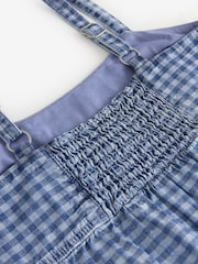Vichy bleu - Denim mi-long en jean à bretelles 100% coton - Image 3 de 3