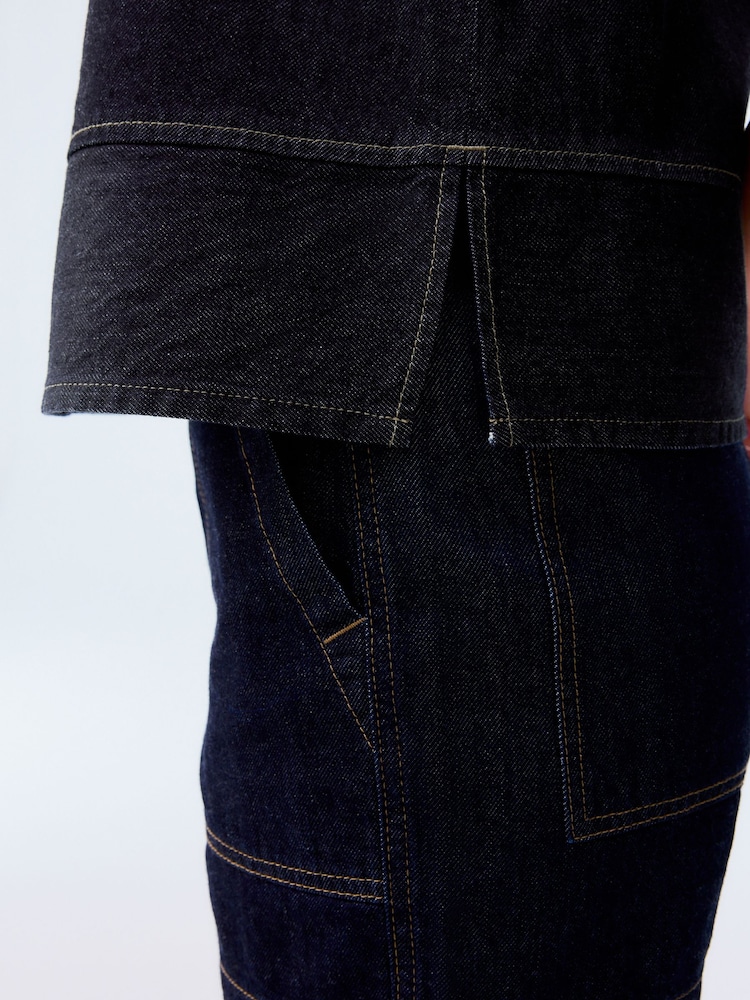 Délavage bleu - Round Neck Denim 100% Cotton Shell Top - Image 3 of 6