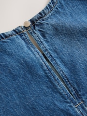 Bleu moyen - Round Neck Denim 100% Cotton Shell Top - Image 2 of 3