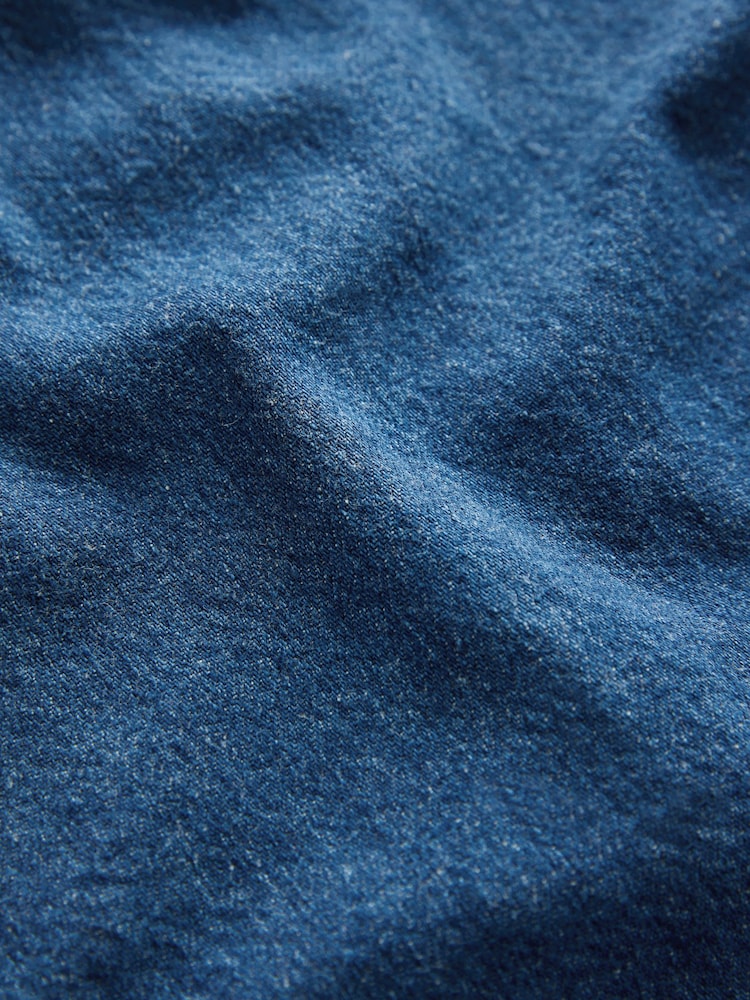 Bleu moyen - Round Neck Denim 100% Cotton Shell Top - Image 3 of 3