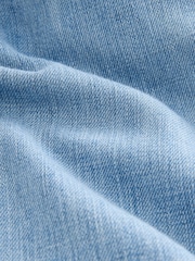 Mid Blue Linen Blend Wide Leg Denim Trousers - Image 2 of 3