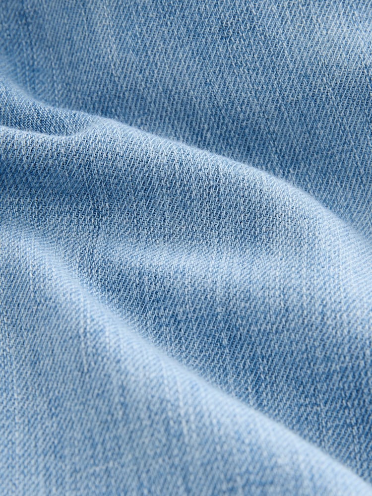 Mid Blue Linen Blend Wide Leg Denim Trousers - Image 2 of 3