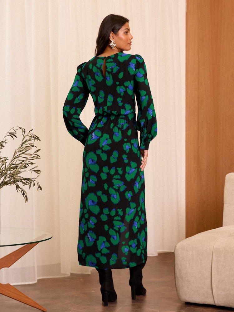 Love & Roses Imprimé animal Robe mi-longue froncée - Image 2 of 4