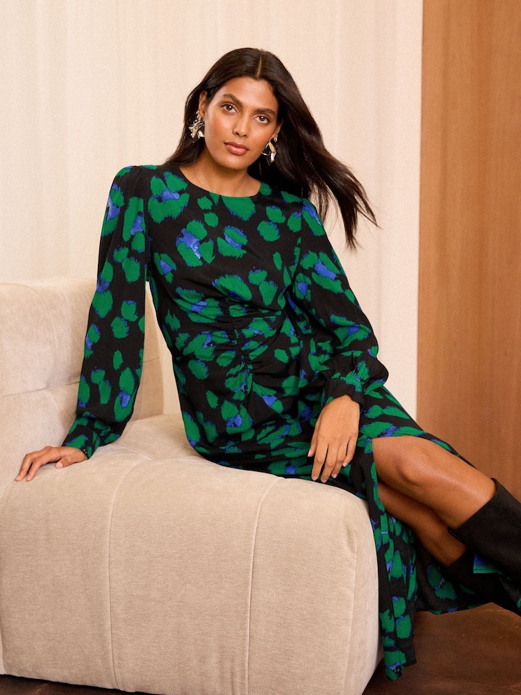 Love & Roses Imprimé animal Robe mi-longue froncée - Image 3 of 4