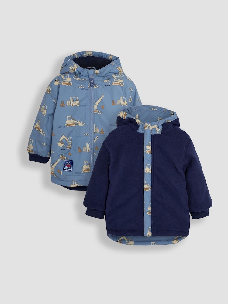 JoJo Maman Bébé Denim Construction Reversible Fleece Lined Jacket - Image 1 of 7