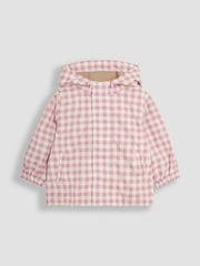 JoJo Maman Bébé Pink Gingham Hooded Jacket - Image 1 of 5