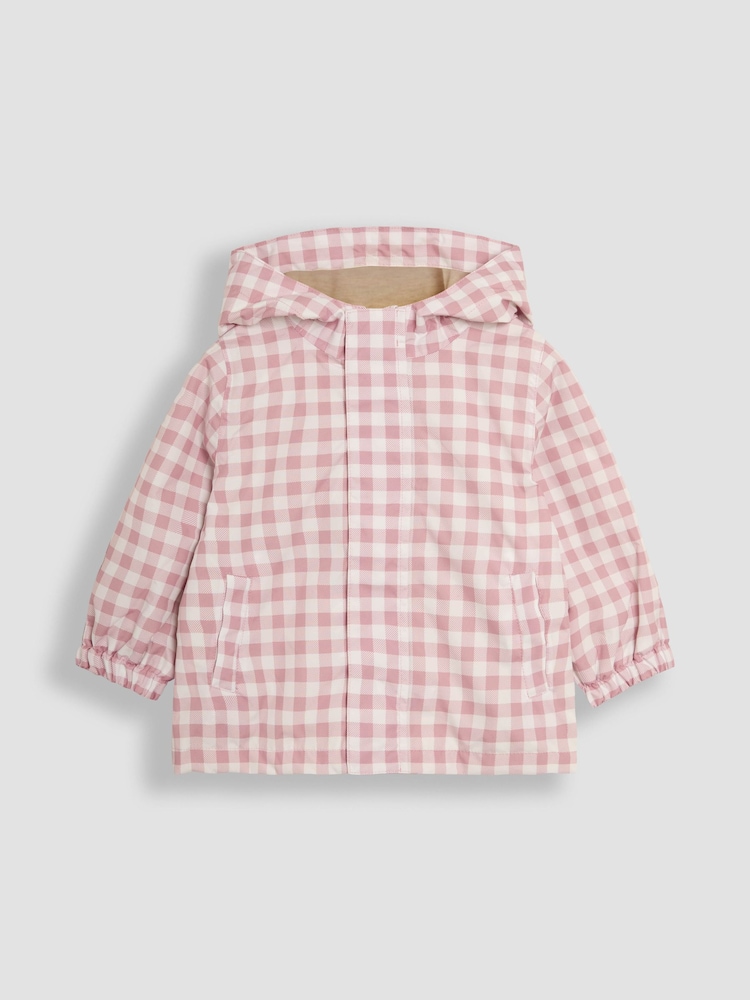 JoJo Maman Bébé Pink Gingham Hooded Jacket - Image 1 of 5