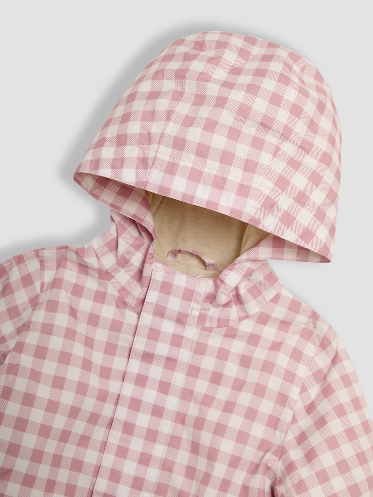 JoJo Maman Bébé Pink Gingham Hooded Jacket - Image 3 of 5