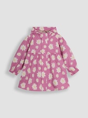 JoJo Maman Bébé Pink Daisy Gathered Waterproof Jacket - Image 1 of 3