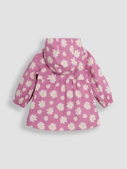 JoJo Maman Bébé Pink Daisy Gathered Waterproof Jacket - Image 2 of 3