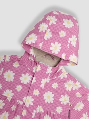 JoJo Maman Bébé Pink Daisy Gathered Waterproof Jacket - Image 3 of 3