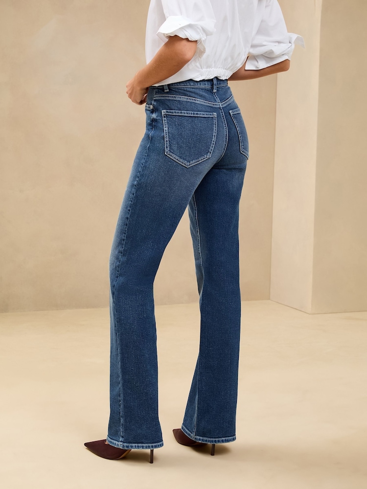 Lipsy Mid Wash Blue Slim High Waist Flare Jeans - Image 6 of 6