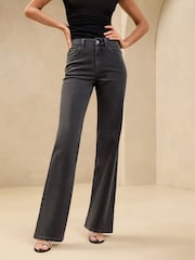 Lipsy Washed Black Mid Rise Wide Leg Jeans - Image 2 of 5