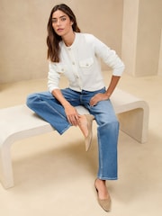 Blau, mittlere Waschung - Lipsy – Jeans mit weitem Bein und mittelhohem Bund - Image 5 of 5