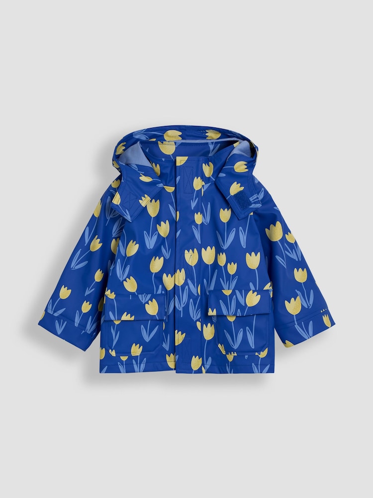 JoJo Maman Bébé Blue Tulip Waterproof Jacket - Image 1 of 3