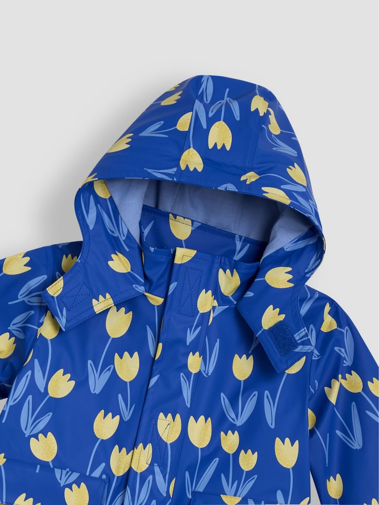 JoJo Maman Bébé Blue Tulip Waterproof Jacket - Image 3 of 3