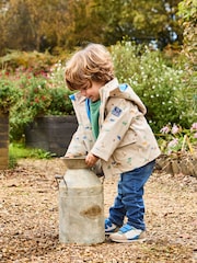 JoJo Maman Bébé Natural Dinosaur Print Waterproof Jacket - Image 3 of 6