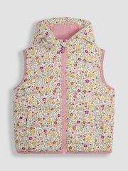 JoJo Maman Bébé Cream Floral Quilted Puffer Gilet - Image 1 of 3