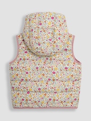 JoJo Maman Bébé Cream Floral Quilted Puffer Gilet - Image 2 of 3