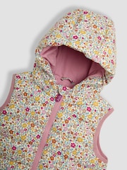 JoJo Maman Bébé Cream Floral Quilted Puffer Gilet - Image 3 of 3