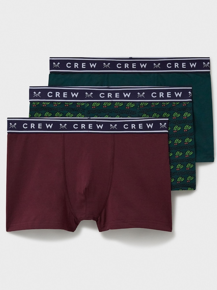 Crew Clothing Company Green/Red Jersey Boxers 3 Pack - Image 1 of 2