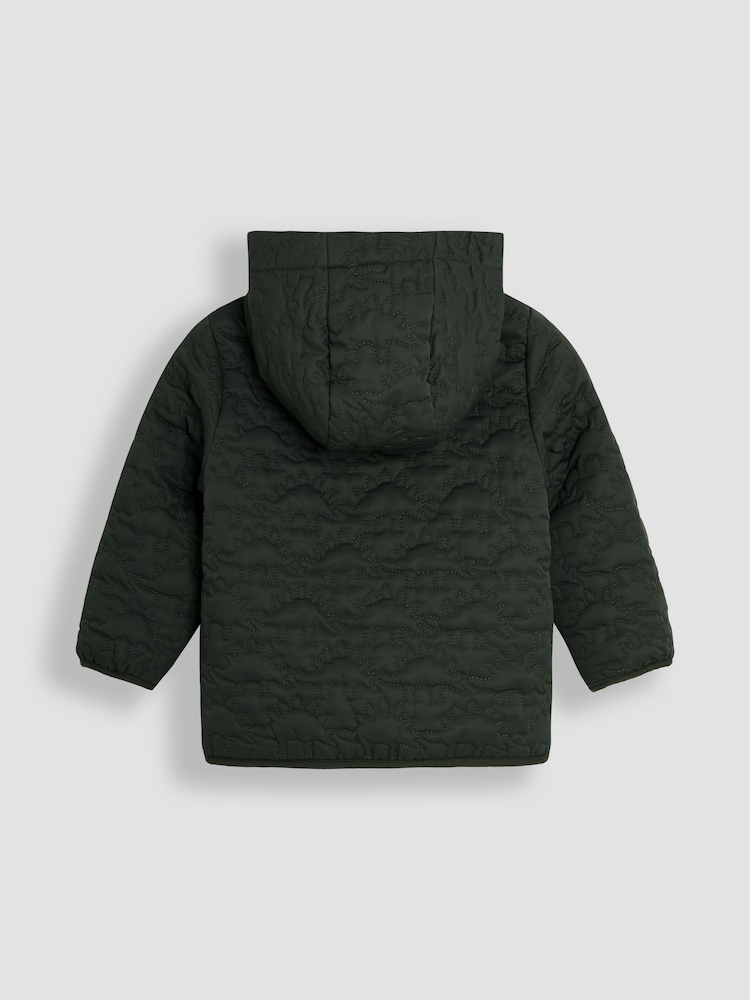 JoJo Maman Bébé Khaki Dinosaur Quilted Puffer Jacket - Image 2 of 4