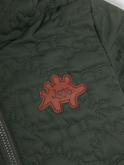 JoJo Maman Bébé Khaki Dinosaur Quilted Puffer Jacket - Image 4 of 4