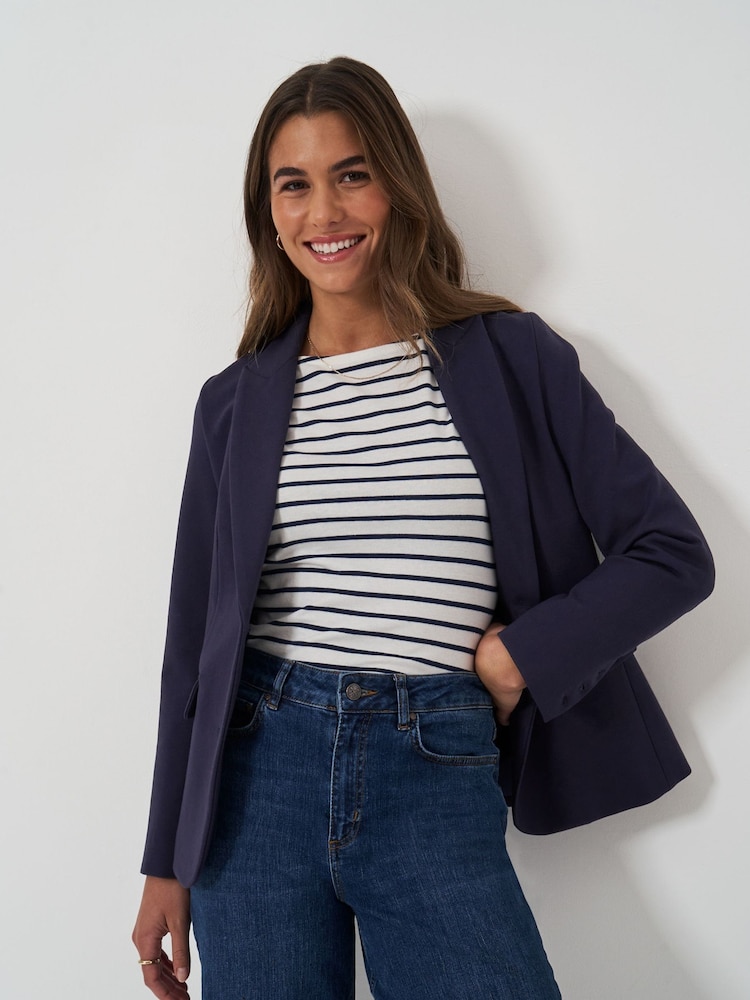 Crew Clothing Blue Ponte Blazer - Image 1 of 5