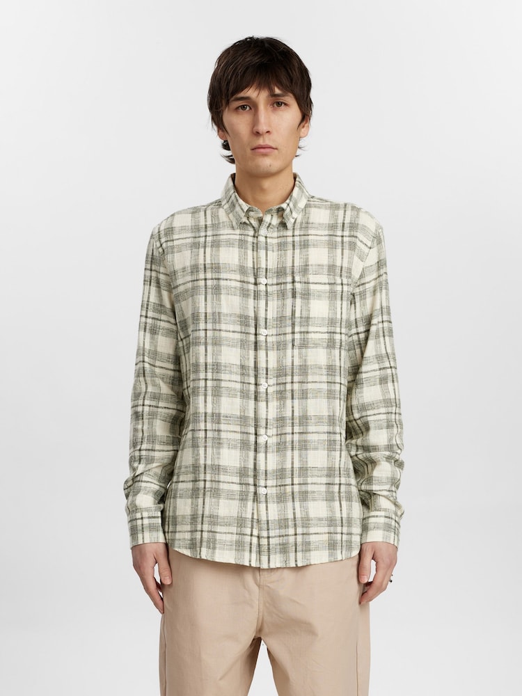 Anerkjendt Green/Ecru Akleif 100% Cotton Check Shirt - Image 1 of 6