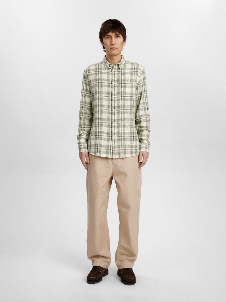 Anerkjendt Green/Ecru Akleif 100% Cotton Check Shirt - Image 2 of 6