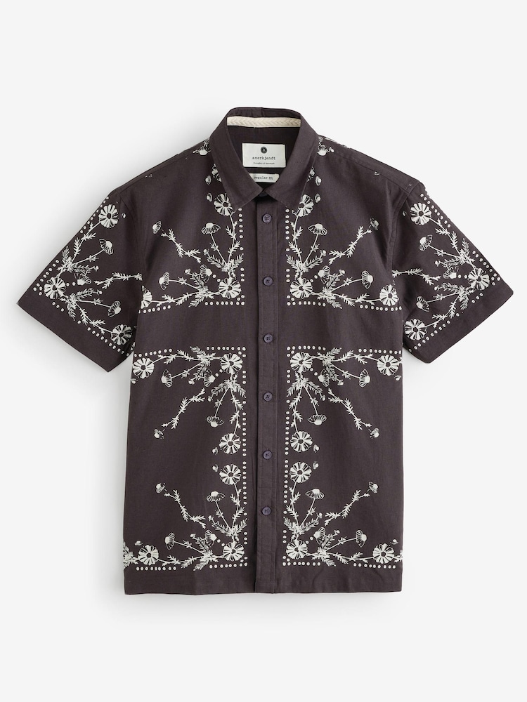 Anerkjendt Black Theo Flower Print Shirt - Image 1 of 1