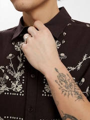 Anerkjendt Black Theo Flower Print Shirt - Image 4 of 6