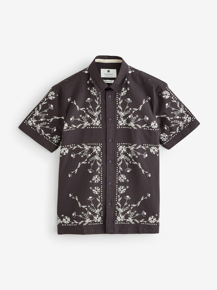 Anerkjendt Black Theo Flower Print Shirt - Image 6 of 6