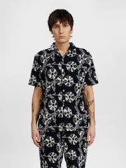 Anerkjendt Navy Akleo Frotte Print Shirt - Image 1 of 5