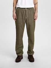 Anerkjendt Khaki Green Akjan Twill Contrast Trousers - Image 1 of 5