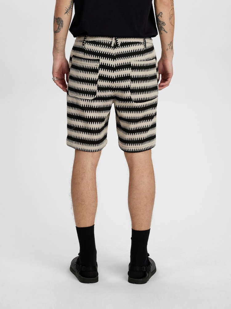 Anerkjendt Black Akjan Structured Stripe Shorts - Image 2 of 6