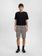 Anerkjendt Black Akjan Structured Stripe Shorts - Image 3 of 6