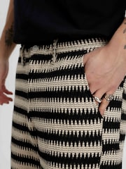 Anerkjendt Black Akjan Structured Stripe Shorts - Image 4 of 6