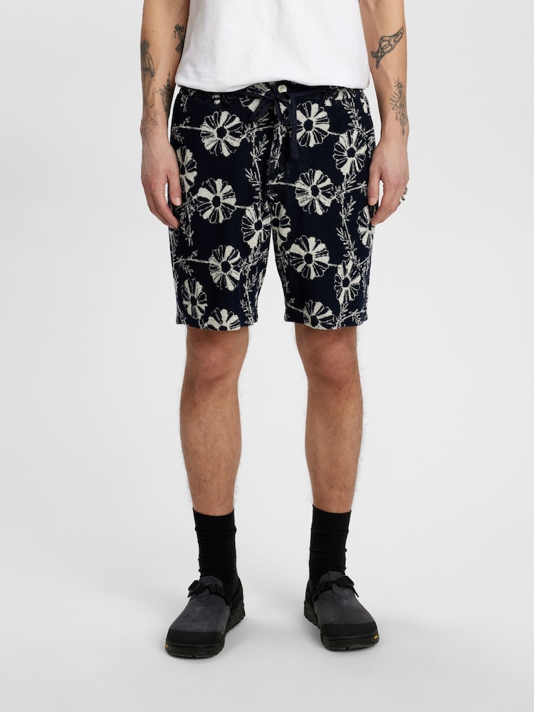 Anerkjendt Navy Akjan Frotte Shorts - Image 1 of 5