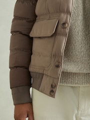 Reiss Stone Marsian Patch-Pocket Quilted-Alcantara Jacket - Image 5 of 7
