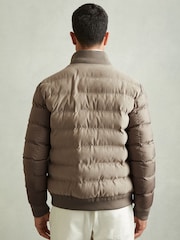 Reiss Stone Marsian Patch-Pocket Quilted-Alcantara Jacket - Image 6 of 7