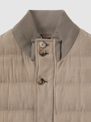 Reiss Stone Marsian Patch-Pocket Quilted-Alcantara Jacket - Image 7 of 7