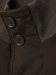 Reiss Chocolate Brown Marsian Patch-Pocket Quilted-Alcantara Jacket - Image 7 of 7