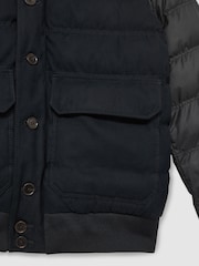 Reiss Navy Marsian Patch-Pocket Quilted-Alcantara Jacket - Image 6 of 6
